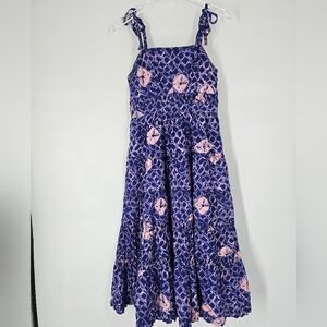 Ulla Johnson Eryn Printed Poplin Midi Dress Size 4 Blue Pink